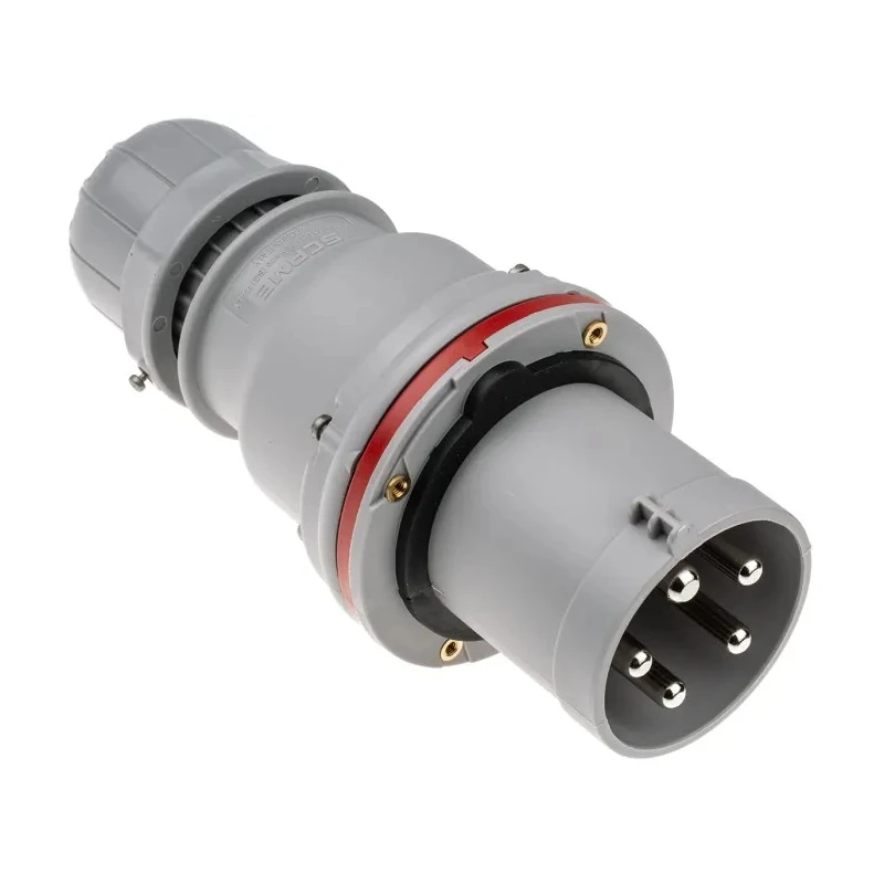 Scame Optima IP44 Red Cable Mount 3P+N+PE Straight Industrial Power Connector 63A 415V IP44 Italy 