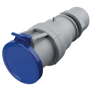 Scame Cable Mount Industrial Power Connector 2P+PE, Blue Thermoplastic IP44 63A 230V Optima IP44