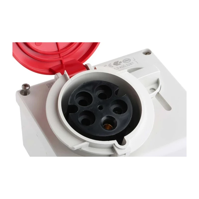 Scame Switchable Industrial Interlock Socket 3+N+E 32A 400V IP44 Red Thermoplastic Rubber 136x132x125mm IP44