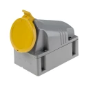 Scame Wall Mount Industrial Power Connector 63A, 110V, IP44 Rated, 2P+PE, Yellow, Thermoplastic OPTIMA-TOP 