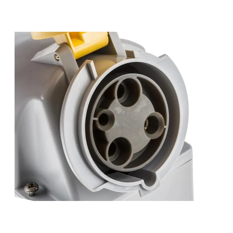 Scame Wall Mount Industrial Power Connector 63A, 110V, IP44 Rated, 2P+PE, Yellow, Thermoplastic OPTIMA-TOP 