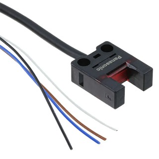 Panasonic Through Beam Photoelectric Sensor, Fork Style, 6 mm Detection Range, NPN Output, IP64, 24V DC PM-U25-R