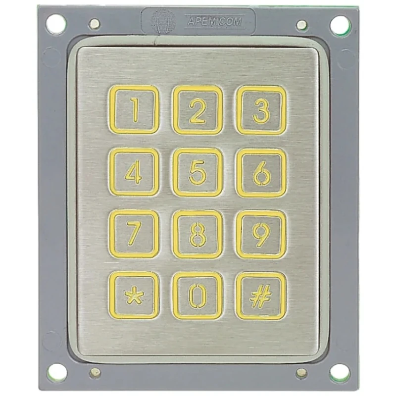 APEM Stainless Steel Keypad 12 Keys IP65 Rated Mechanical 1,000,000 Cycles 