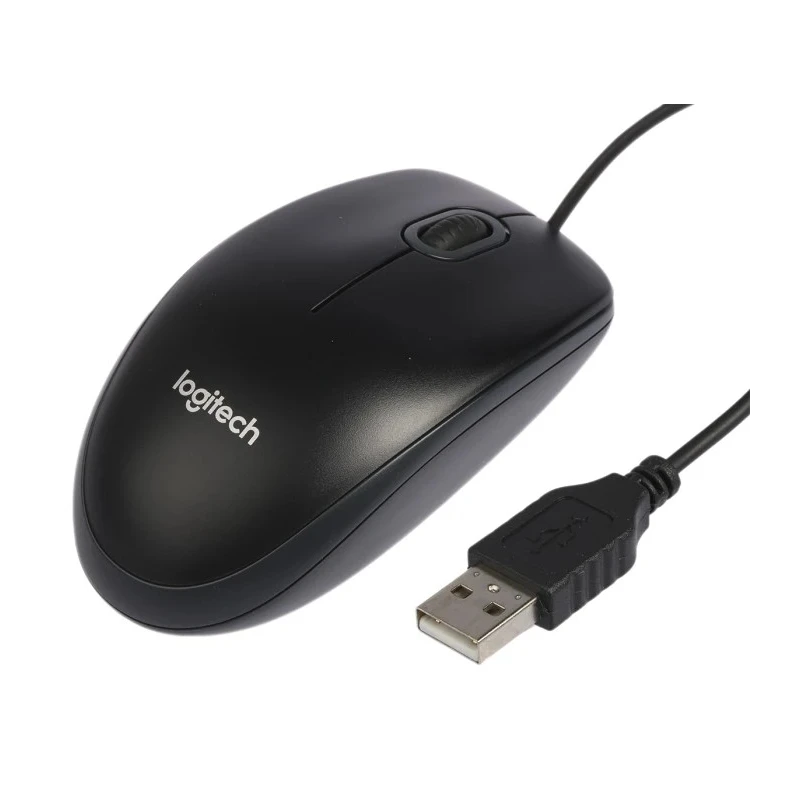 Logitech B100 3 Button Wired Standard Optical Mouse Black 910-003357