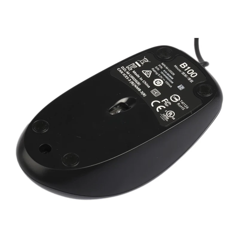 Logitech B100 3 Button Wired Standard Optical Mouse Black 910-003357