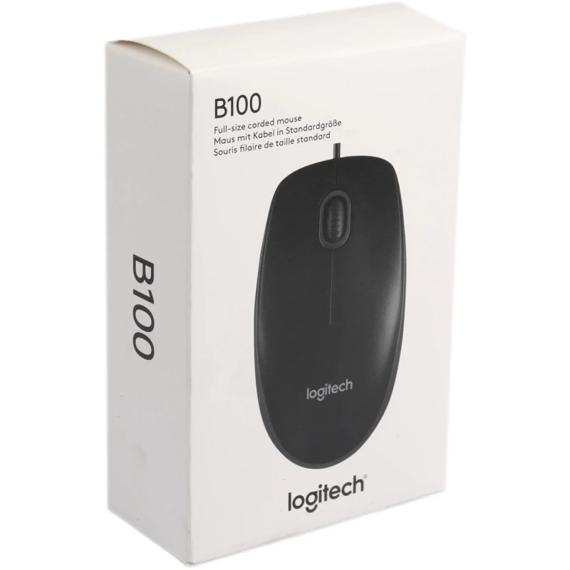 Logitech B100 3 Button Wired Standard Optical Mouse Black 910-003357