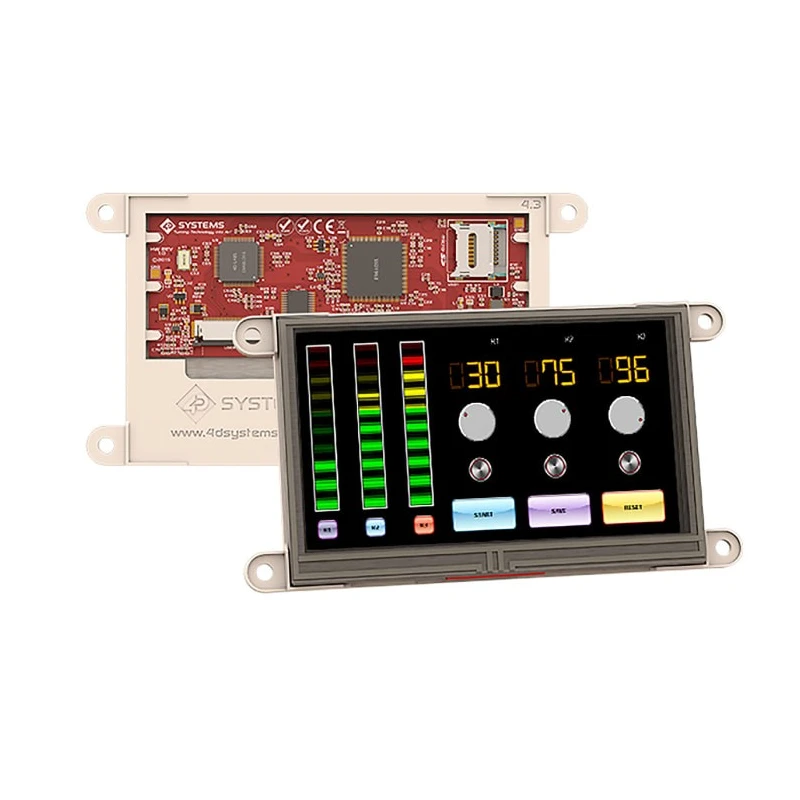 4D Systems LCD Colour Display Touch Screen 4.3 in 480x272 Pixel Serial Interface Resistive 310mA LED gen4-uLCD-43DT