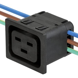 Schurter Type J Straight Snap-in IEC Connector 250V 20A Male 3 Pole IDC Termination 4710.6014