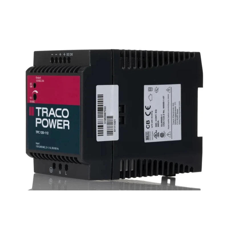 TRACOPOWER TPC Series DIN Rail Power Supply 12V DC, 8A Output, 96W Power, AC/DC Input, IP20, Model TPC 120-112