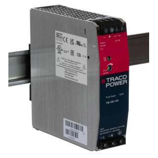 TRACOPOWER Switched Mode DIN Rail Power Supply 24V DC, 5A Output, 120W, AC Input 85-264V, IP20 TIB 120-124