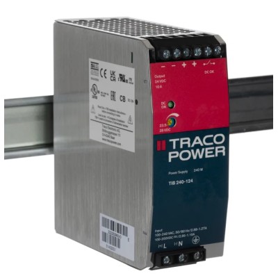 TRACOPOWER TIB Switched Mode DIN Rail Power Supply 264V AC Input 24V DC, 10A Output, 240W TIB 240-124