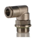 Festo Brass Threaded-to-Tube Pneumatic Fitting, Male G 3/8, 8mm Push-in Connector, Nickel Finish NPQH-L-G38-Q8-P10