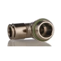 Festo Brass Threaded-to-Tube Pneumatic Fitting, Male G 3/8, 8mm Push-in Connector, Nickel Finish NPQH-L-G38-Q8-P10