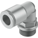 Festo Brass Pneumatic Fitting, Male Threaded-to-Tube, G 3/8 Thread, 12mm Push-in Tube, Nickel Finish NPQH-L-G38-Q12-P10