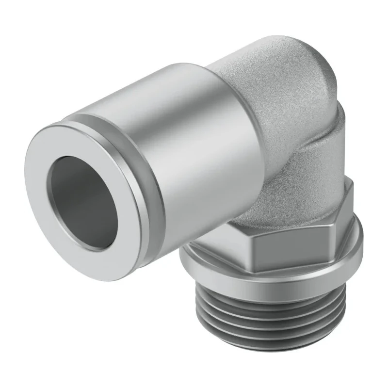 Festo Brass Pneumatic Fitting, Male Threaded-to-Tube, G 3/8 Thread, 12mm Push-in Tube, Nickel Finish NPQH-L-G38-Q12-P10