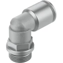 Festo Brass Pneumatic Fitting, Male Threaded-to-Tube, G 3/8 Thread, 12mm Push-in Tube, Nickel Finish NPQH-L-G38-Q12-P10
