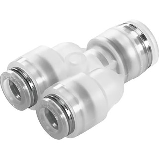 Festo Polypropylene Pneumatic Push-in Y-Connector NPQP Series Push-in 10 mm to Threaded 8 mm NPQP-Y-Q10-Q8-FD-P10