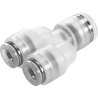 Festo Polypropylene Pneumatic Push-in Y-Connector NPQP Series Push-in 10 mm to Threaded 8 mm NPQP-Y-Q10-Q8-FD-P10