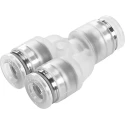 Festo Polypropylene Pneumatic Push-in Y-Connector 6 mm, Chemical Resistant, Food Grade NPQP-Y-Q6-E-FD-P10