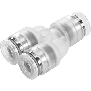 Festo Polypropylene Pneumatic Push-in Y-Connector 6 mm, Chemical Resistant, Food Grade NPQP-Y-Q6-E-FD-P10
