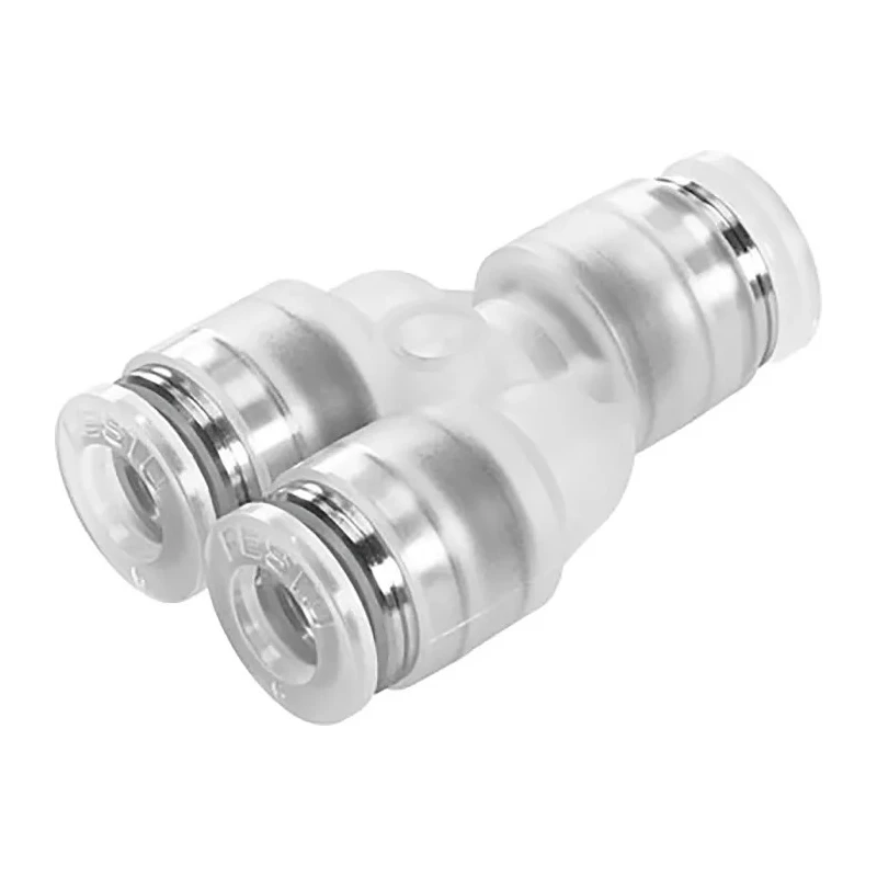 Festo Polypropylene Pneumatic Push-in Y-Connector 6 mm, Chemical Resistant, Food Grade NPQP-Y-Q6-E-FD-P10