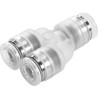 Festo Polypropylene Pneumatic Push-in Y-Connector 6 mm, Chemical Resistant, Food Grade NPQP-Y-Q6-E-FD-P10