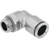 Festo Brass Pneumatic Fitting Male M5 Thread to 6mm Push-In Elbow, 90°, Nickel Finish NPQH-L-M5-Q6-P10