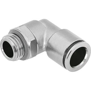 Festo Brass Pneumatic Fitting Male G 1/8 Threaded to 4mm Push-in, 90°, Nickel Finish NPQH-L-G18-Q4-P10