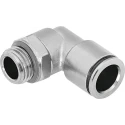 Festo Brass Pneumatic Fitting Male G 1/8 Thread to 6mm Push-in, 90° Elbow, Nickel Finish, 20 bar Max NPQH-L-G18-Q6-P10