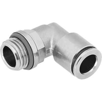 Festo Brass Pneumatic Fitting, Male G 1/2, Push-in Tube 12mm, 90° Elbow, Nickel Finish NPQH-L-G12-Q12-P10