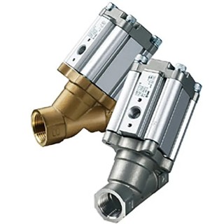 SMC Angle Seat Pneumatic Actuated Valve 3 MPa, NC Default Position, IP65 Protection VXB215BA