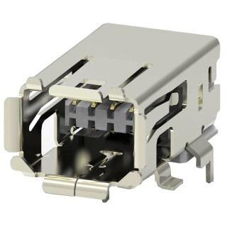 TE Connectivity Type II Surface Right Angle Mini I/O Connector Female 8 Way Shielded 2294417-4