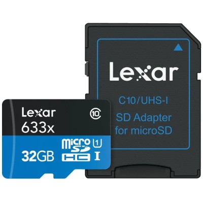 Lexar Industrial Grade 32 GB MicroSDHC Memory Card Class 10 UHS-I U1 with Adapter LSDMI32GBBEU633A