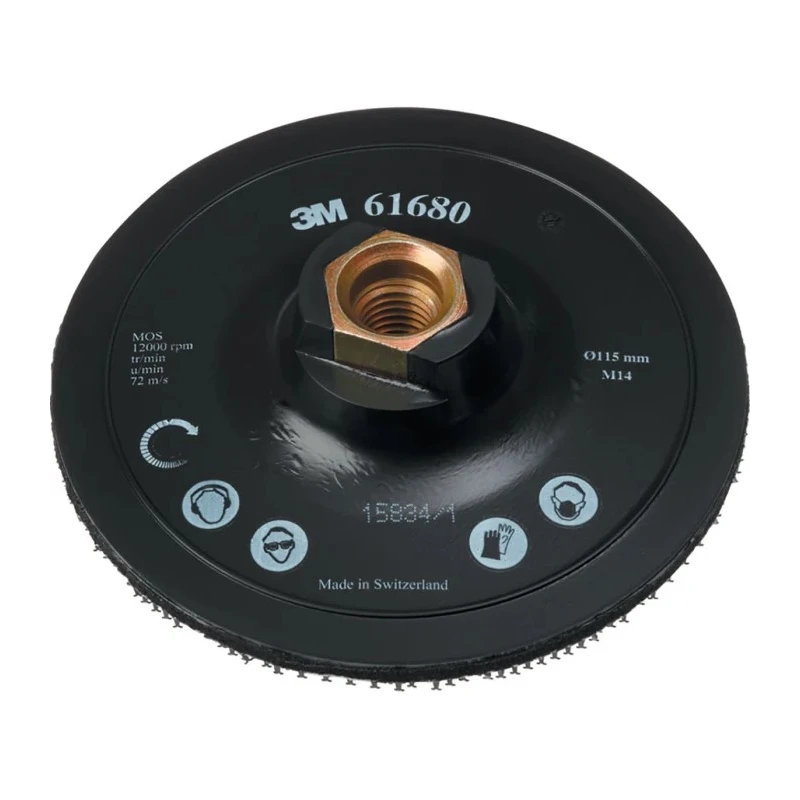 3M Centre Pin Backing Pad 115mm Diameter for Angle Grinder, Pedestal Bench Grinder, Straight Grinder, Chop Saw 61680