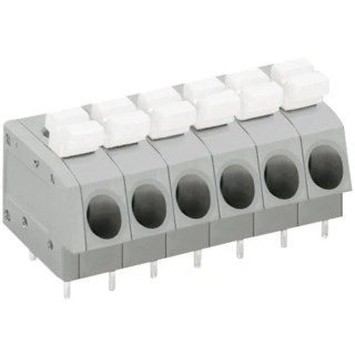 WAGO Lighting Connector 6-Pole PCB Female Solder, 10A, 24A, 5mm Pitch, Grey, Copper Zinc Alloy Contacts 804-106