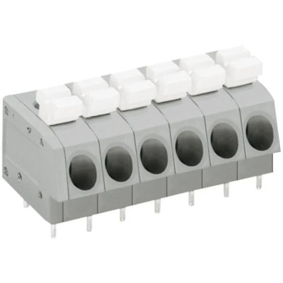 WAGO Lighting Connector 6-Pole PCB Female Solder, 10A, 24A, 5mm Pitch, Grey, Copper Zinc Alloy Contacts 804-106