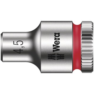 Wera Chrome Vanadium Steel 1/4 in Drive 4.5 mm 6 Point Hex Socket, 23mm Overall Length 05003502001