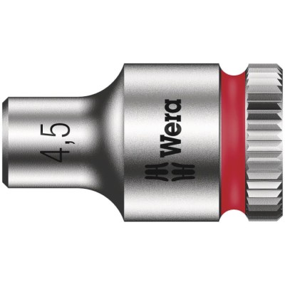 Wera Chrome Vanadium Steel 1/4 in Drive 4.5 mm 6 Point Hex Socket, 23mm Overall Length 05003502001