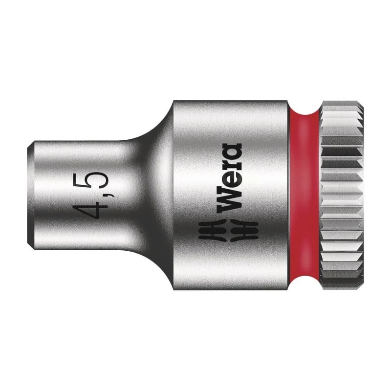 Wera Chrome Vanadium Steel 1/4 in Drive 4.5 mm 6 Point Hex Socket, 23mm Overall Length 05003502001