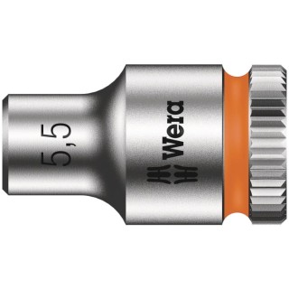 Wera 1/4 in Drive 5.5 mm 6 Point Hex Chrome Vanadium Steel Socket 23mm Overall Length 05003504001
