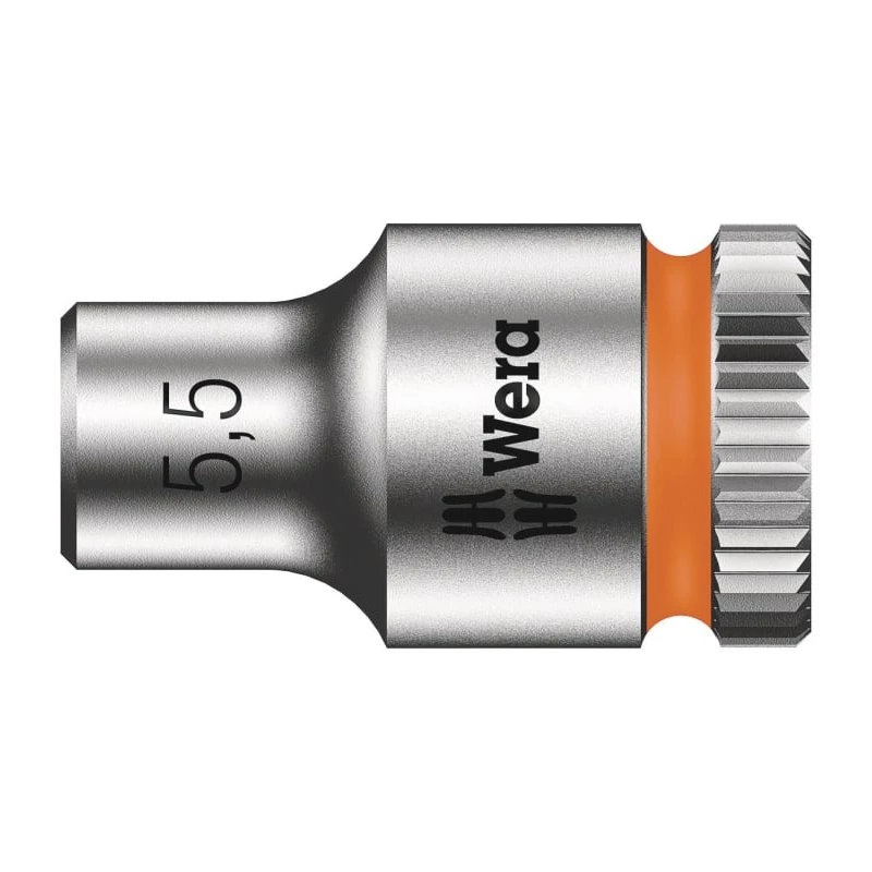 Wera 1/4 in Drive 5.5 mm 6 Point Hex Chrome Vanadium Steel Socket 23mm Overall Length 05003504001