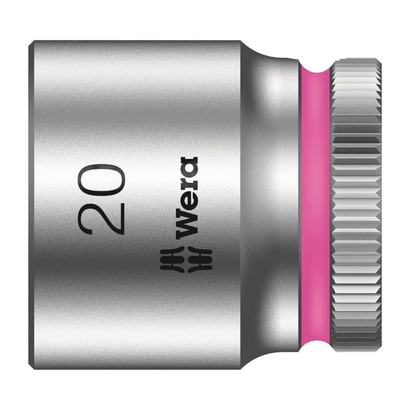 Wera Chrome Vanadium Steel 3/8 in Drive 20 mm 6 Point Hex Socket 30mm Overall Length 05003565001