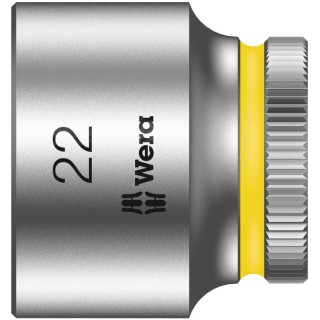 Wera Chrome Vanadium Steel 3/8 in Drive 22 mm 6 Point Hex Socket, 30mm Overall Length 05003567001