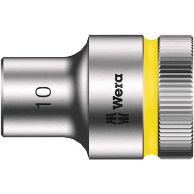 Wera 1/2 in Drive 10 mm 6 Point Hex Socket Chrome Vanadium Steel, 37mm Overall Length 05003601001