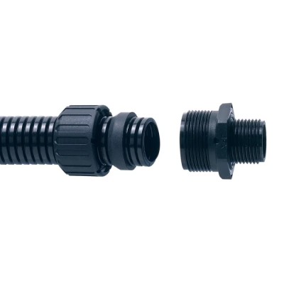 Adaptaflex Black Polyamide 66 Conduit Fitting 21 mm Nominal Size PG16 Threaded IP67, IP68, IP66, IP69K Rating PG16