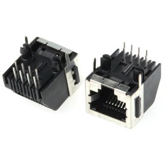 TE Connectivity 5555141 Series Cat3 Shielded Right Angle Female RJ45 Connector Through Hole 1 Port 8 Way RJ45