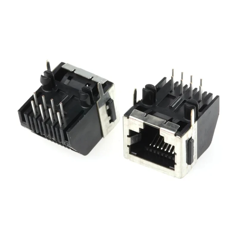 TE Connectivity 5555141 Series Cat3 Shielded Right Angle Female RJ45 Connector Through Hole 1 Port 8 Way RJ45