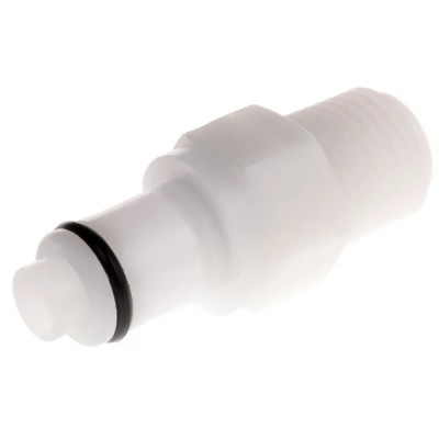 Colder Products Hose Connector Threaded Male 1/4 in NPT, Acetal Body, 8.3 bar Maximum Operating Pressure PLCD24004