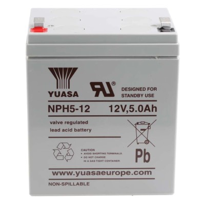 Yuasa 12 V Faston F2 Sealed Lead Acid Battery 5.1 Ah AGM Construction NPH5-12
