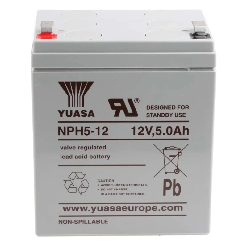 Yuasa 12 V Faston F2 Sealed Lead Acid Battery 5.1 Ah AGM Construction NPH5-12